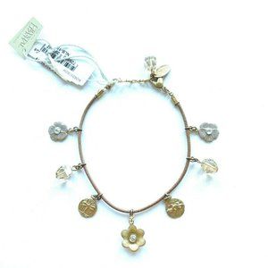 Liz Palacios SF Leather Swarovski Crystal Charm Bracelet